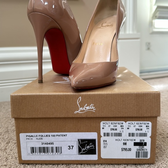 Christian Louboutin Pigalle Follies 100mm Patent Nude Heels, size 37 - Picture 12 of 13